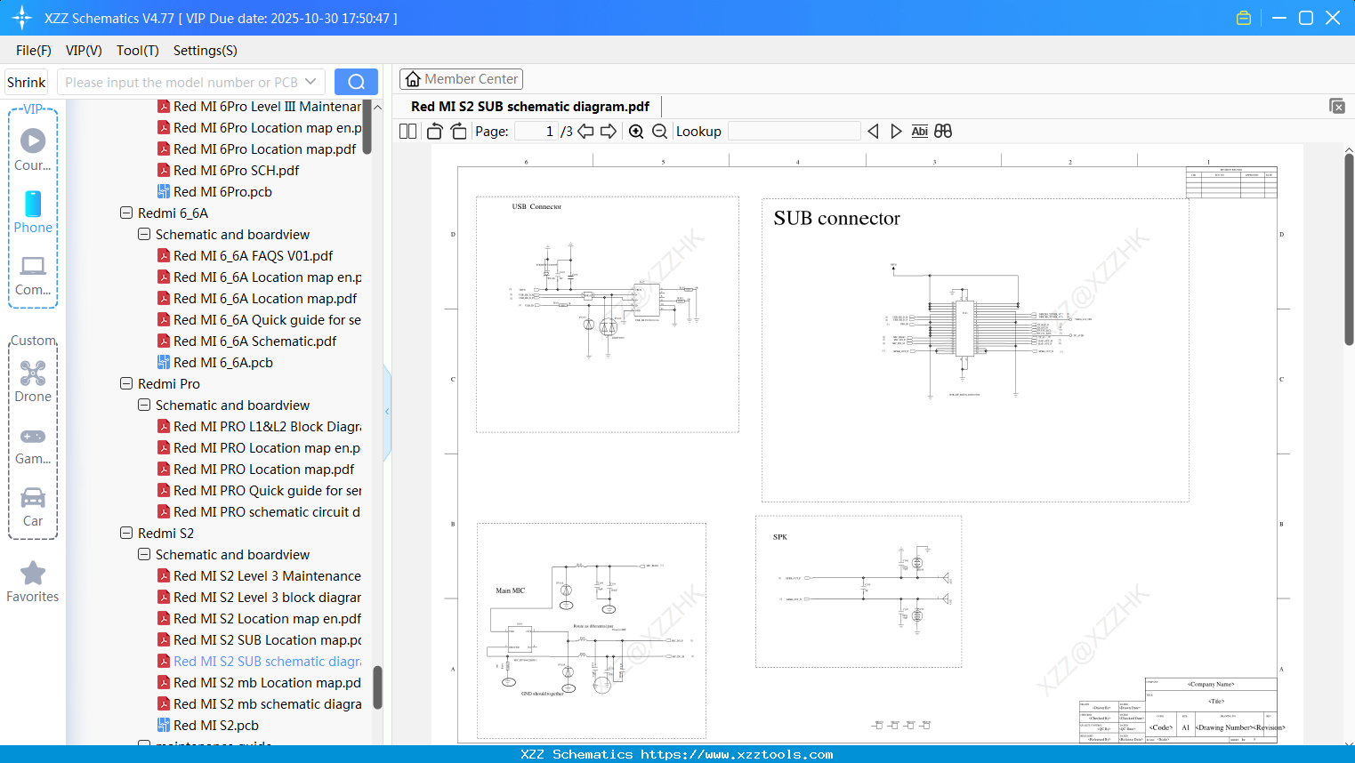 Xiaomi Redmi S2 SUB Schematic Diagram